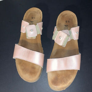 Women's NAOT Pink Beige Leather Sandals Size 9